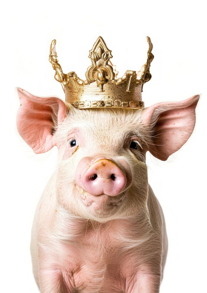 Gold vintage crown animal pig accessories.