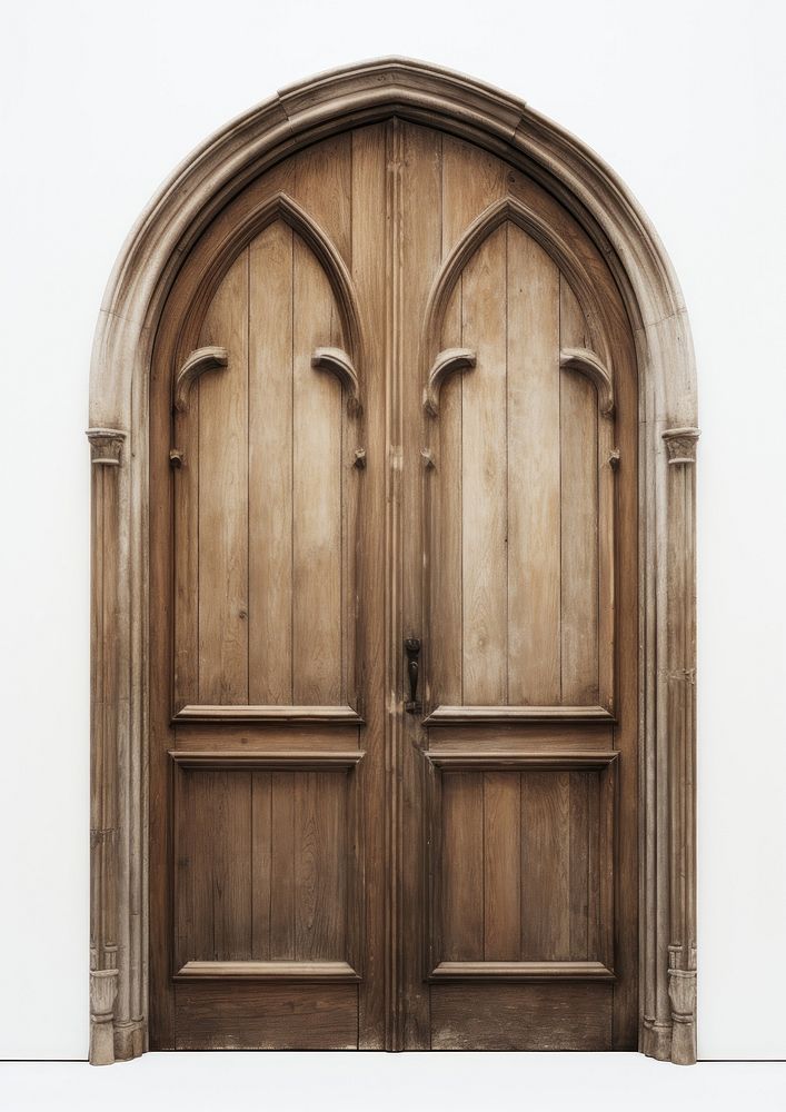 Front the door vintage wood style isolated architecture hardwood arched.