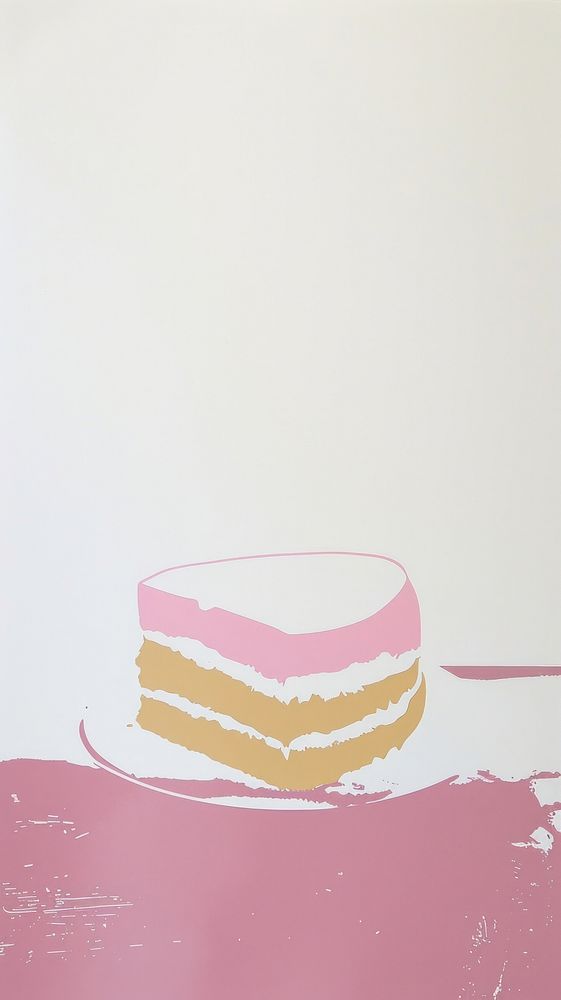 Silkscreen on paper of a cake confectionery dessert sweets.