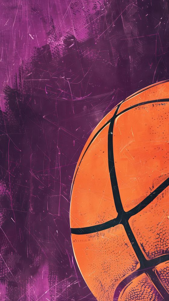 Silkscreen on paper of a basketball purple sports.