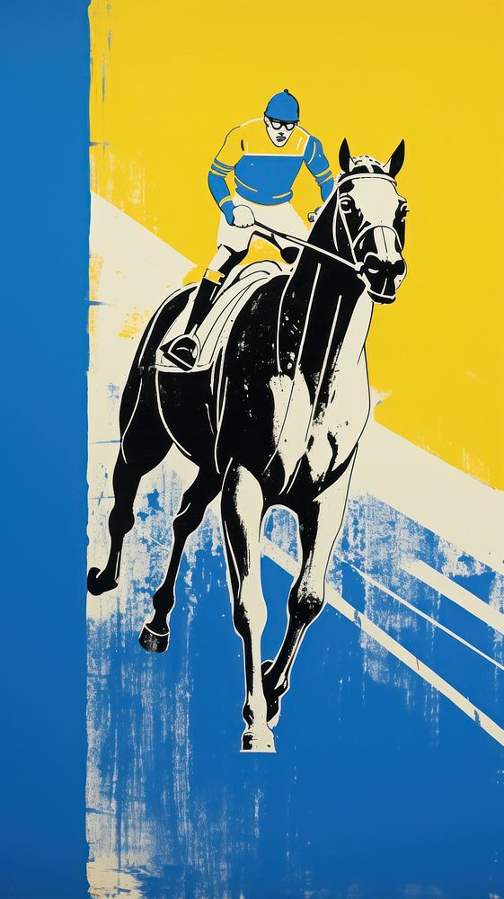 Horse racing equestrian painting stencil.