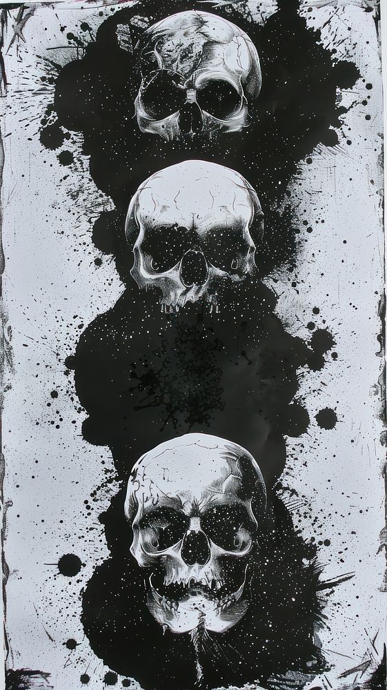 Silkscreen on paper of a skulls photography portrait person.