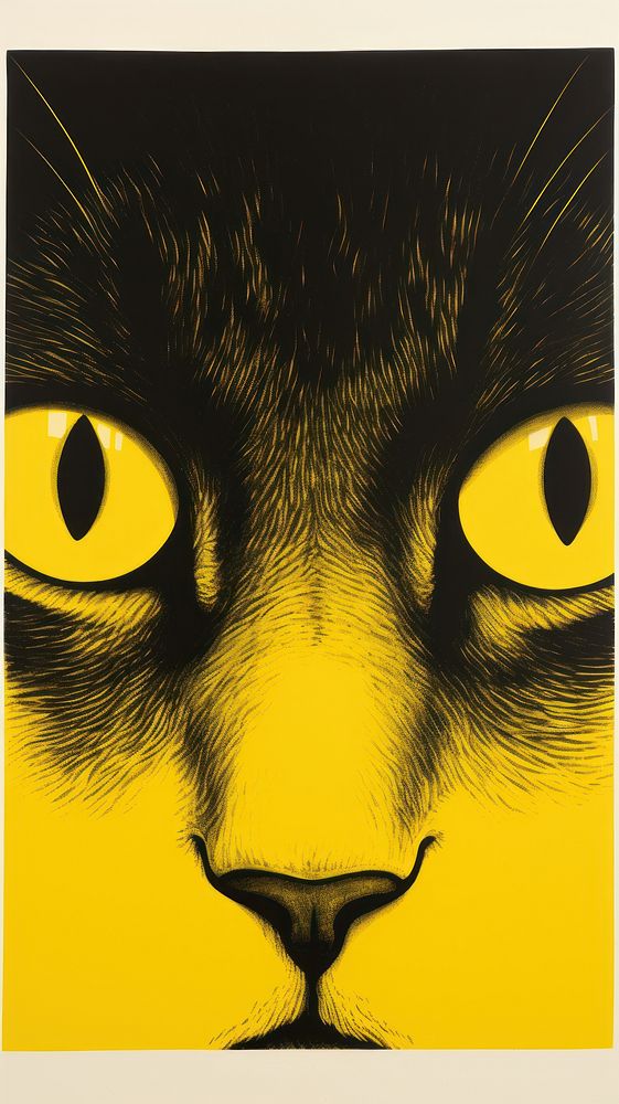 Yellow cat eye wildlife animal mammal.