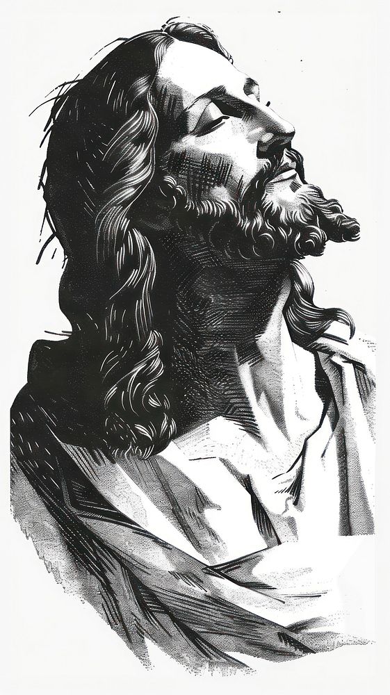Ink drawing jesus illustrated photography painting.