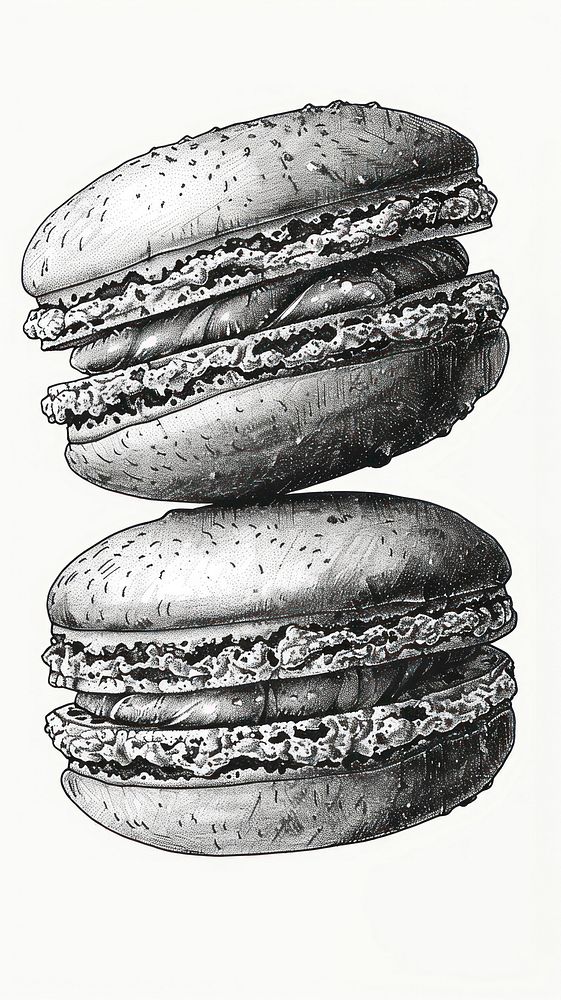 Ink drawing macaron macarons confectionery sweets.