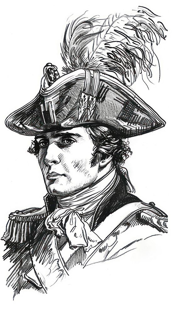 Ink drawing napoleon illustrated sketch person.
