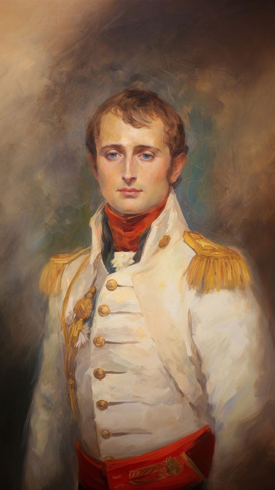 Oil painting illustration of a napoleon photography portrait clothing.