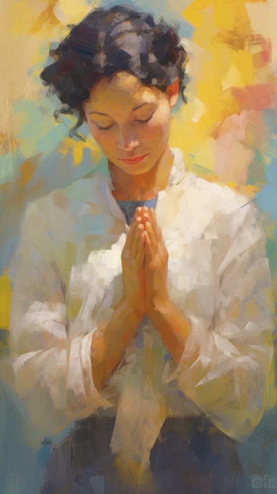 Oil painting illustration of a person praying photography portrait human.
