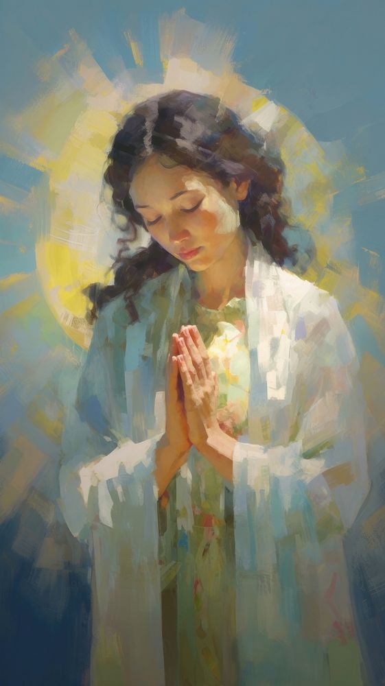 Oil painting illustration of a person praying photography portrait human.