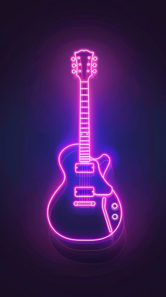 Line neon of guitar icon light musical instrument.