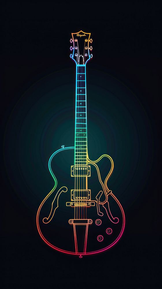 Line neon of guitar icon musical instrument.
