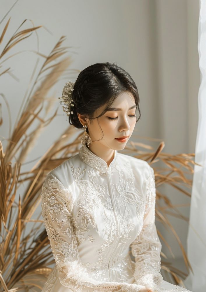 Vietnamese bride wedding dress clothing.