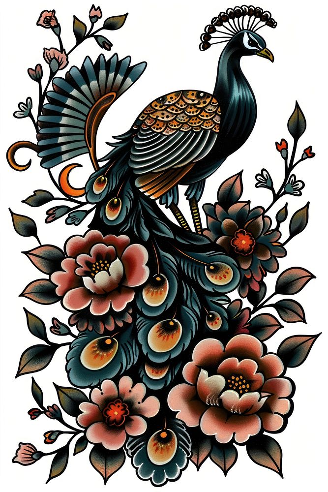 An elegant peacock graphics pattern bonfire.