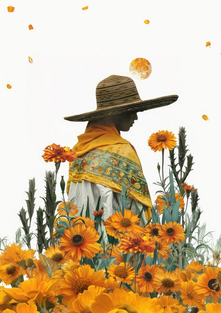 A Hispanic Mexican Muslim person asteraceae gardening sunflower.