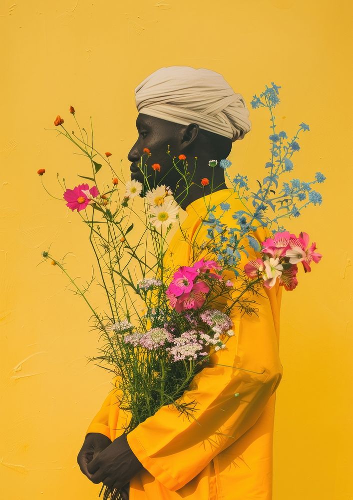 A Muslim black man flower asteraceae clothing.
