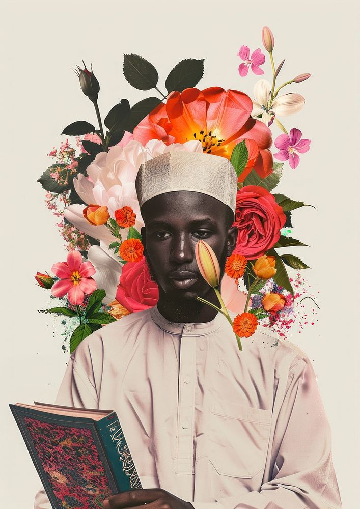 A Muslim black man rose photography portrait.