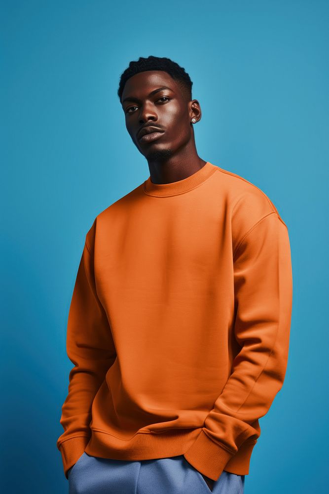 Men's orange sweater mockup psd