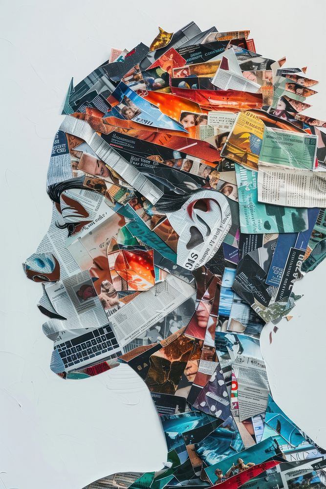 Mental health collage person advertisement.