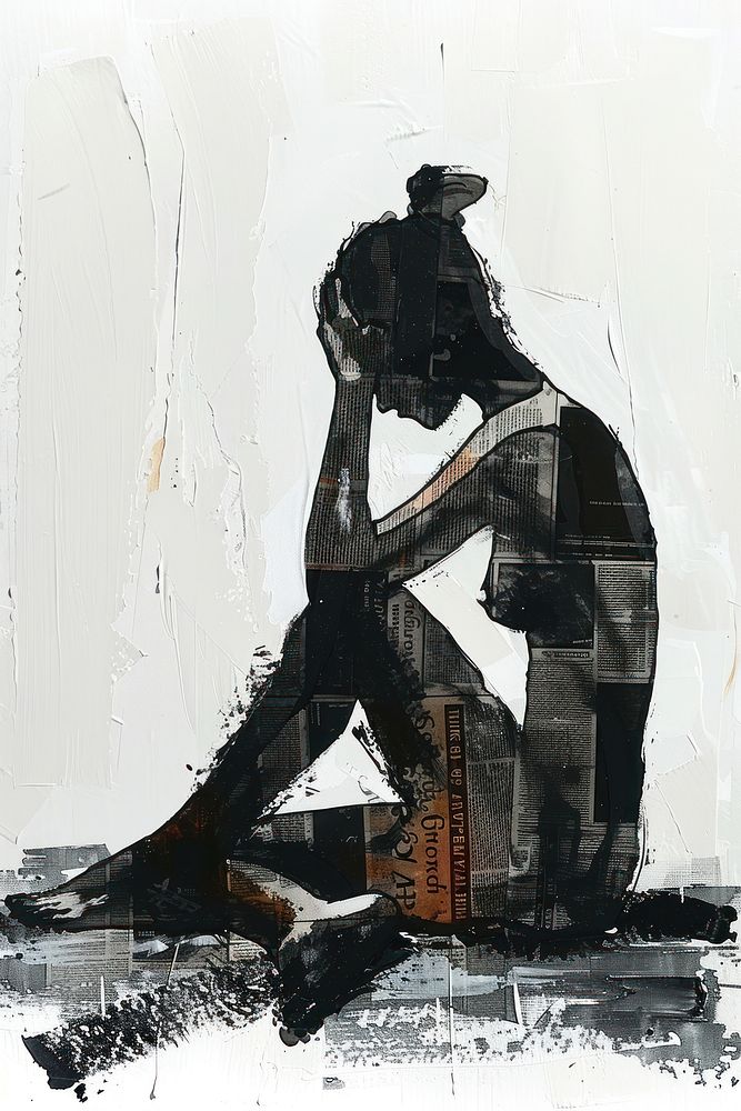 Mental breakdown painting person kneeling. | Premium Photo Illustration