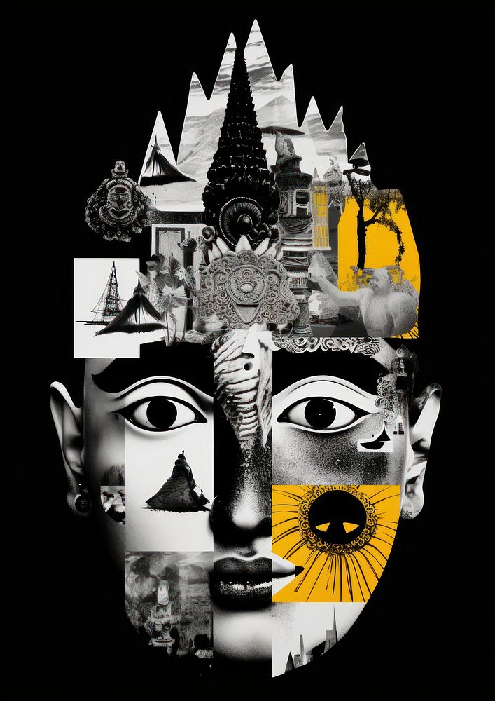 Psychopath collage symbol art.