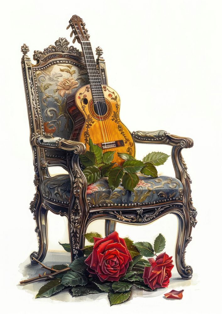 A chair guitar rose furniture.