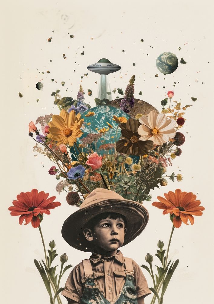 Cosmos collage flower child.