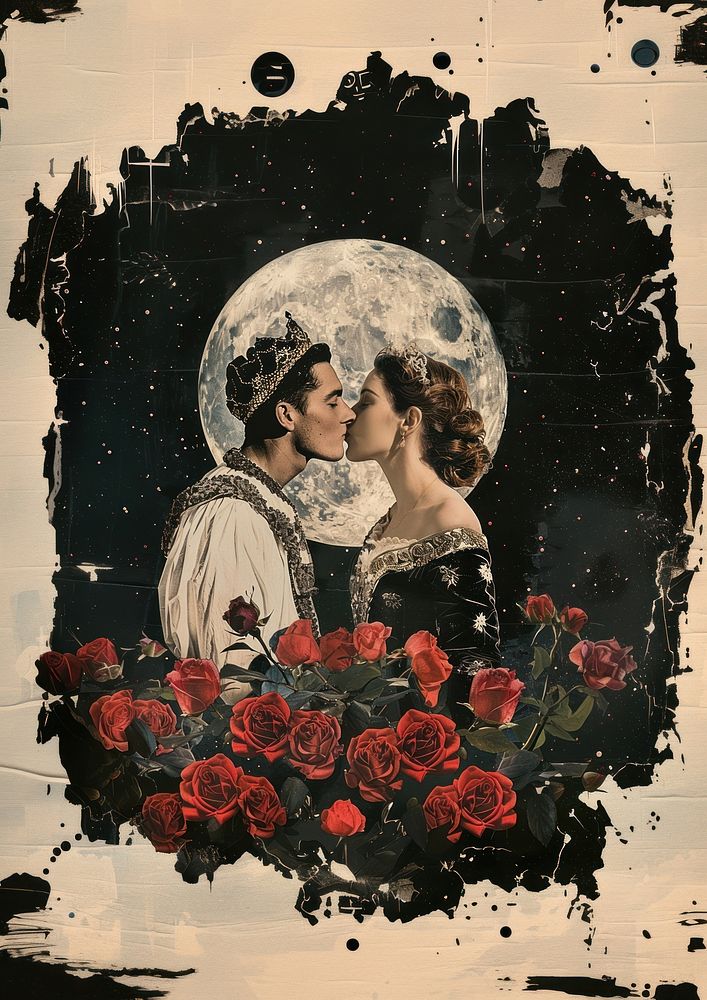 Kissing collage rose photography.