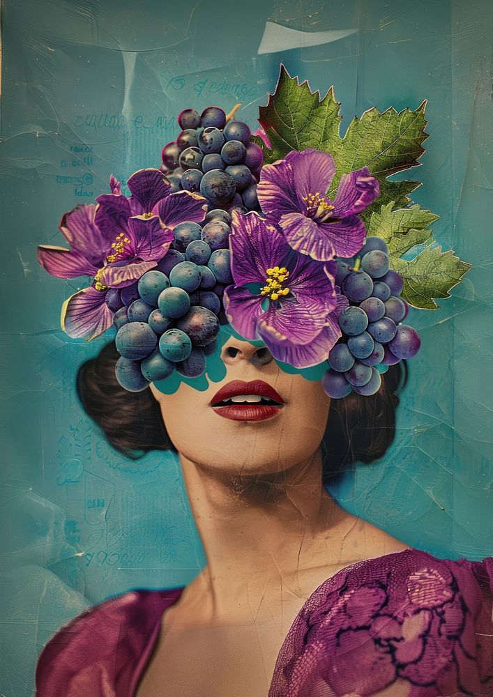 A latina Argentinian woman grapes flower photography.