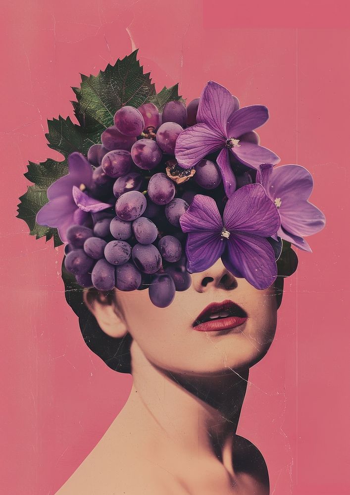 A latina Argentinian woman flower grapes photography.