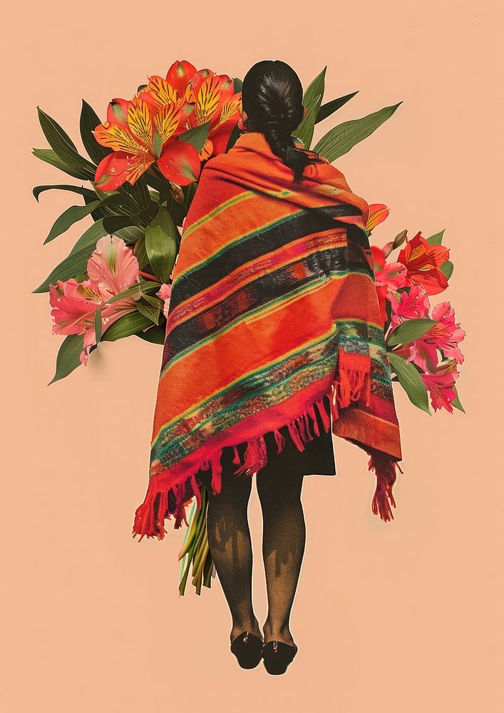 A latina Argentinian woman poncho clothing fashion.