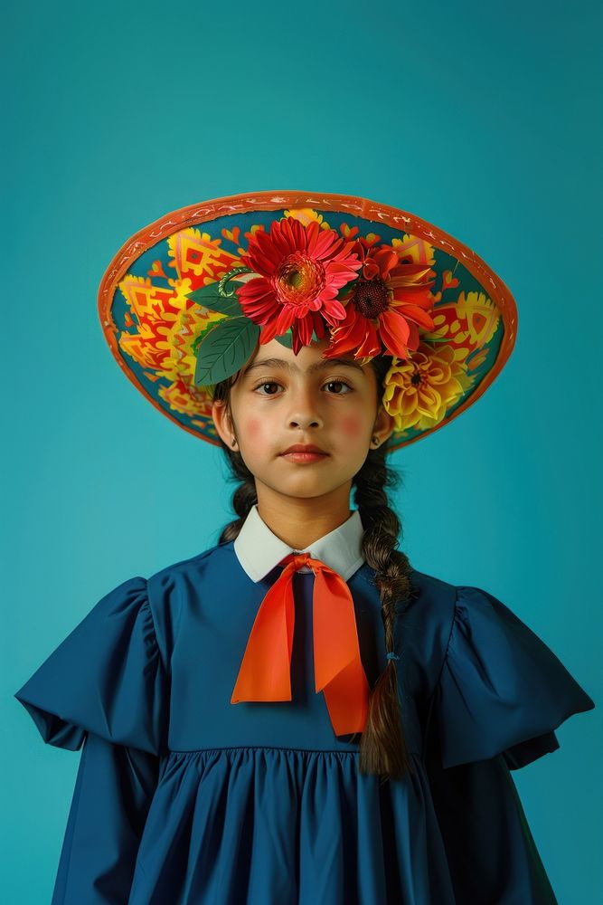 Playful Latina Mexican girl portrait hat photography.