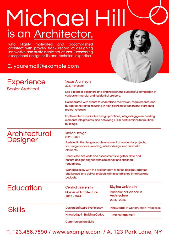 Architect resume template  design