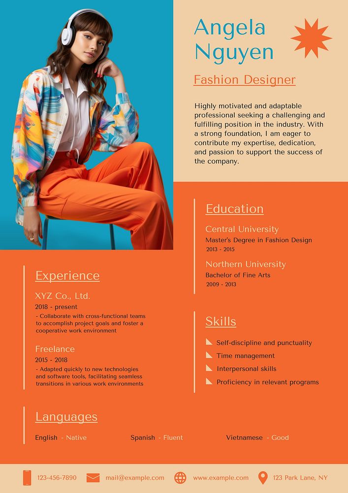 Fashion designer resume template