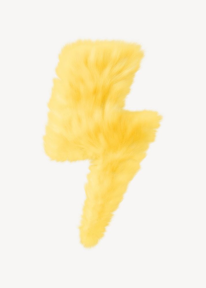 Yellow lightning in fluffy 3D shape illustration