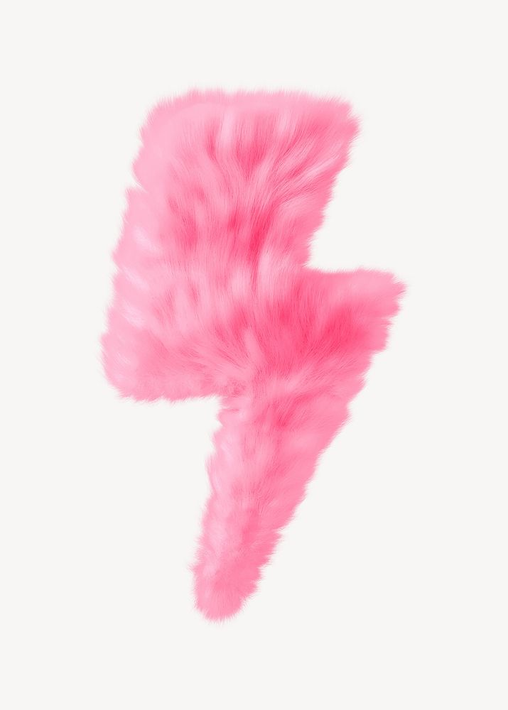 Pink lightning in fluffy 3D shape illustration