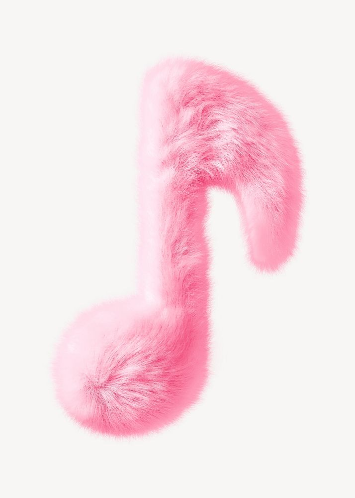 Pink music note in fluffy 3D shape illustration