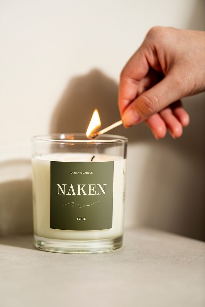 Scented candle label mockup psd