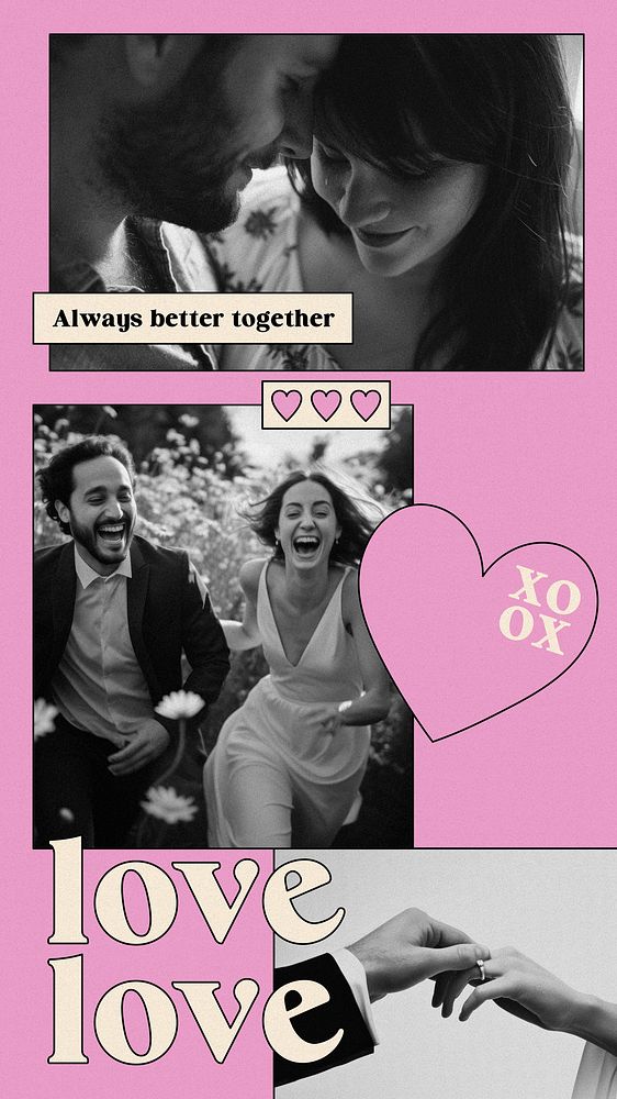 Pink love photo collage psd