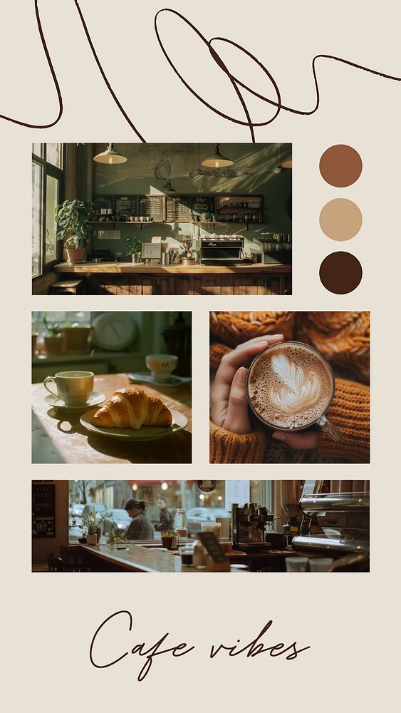 Aesthetic cafe photo collage