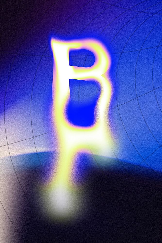Letter B, fluid neon font illustration