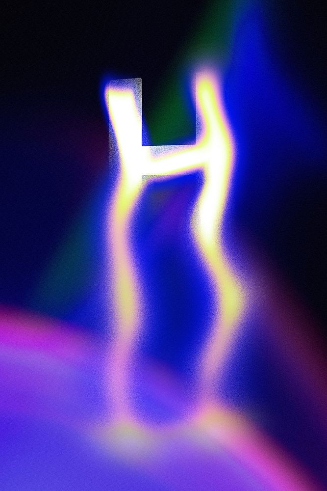 Letter H, fluid neon font illustration