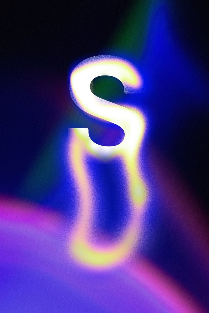 Letter S, fluid neon font illustration