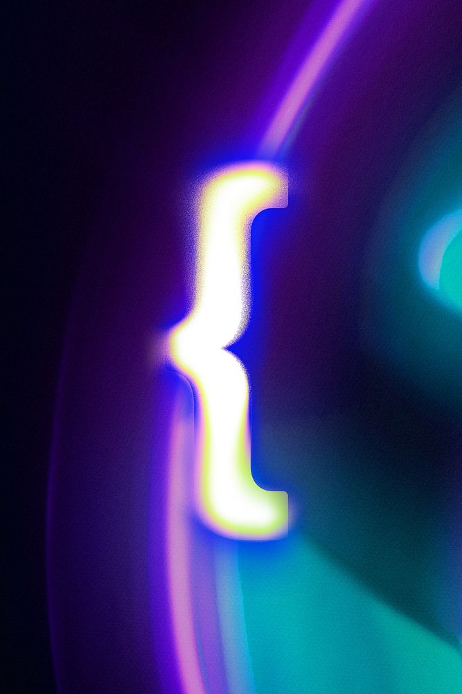 Curly bracket sign in fluid neon illustration
