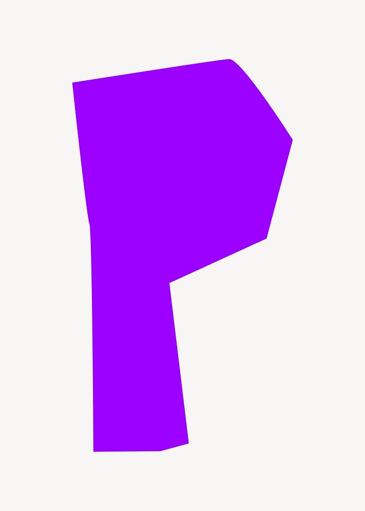 Letter P in purple paper cut shape font illustration