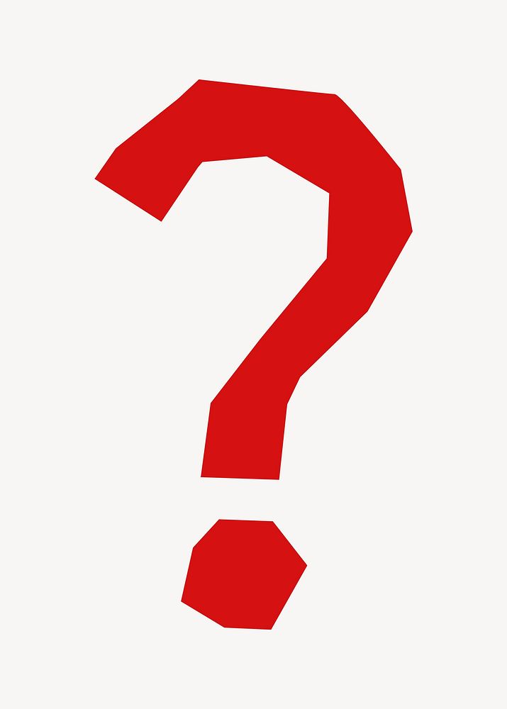 Question mark in red paper cut shape sign illustration