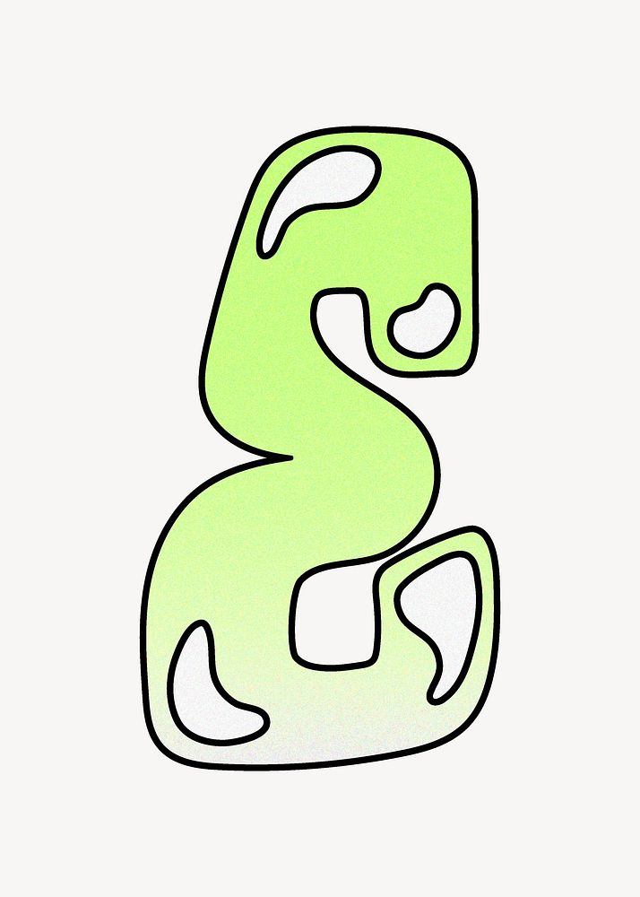 Letter E, cute funky lime green font illustration