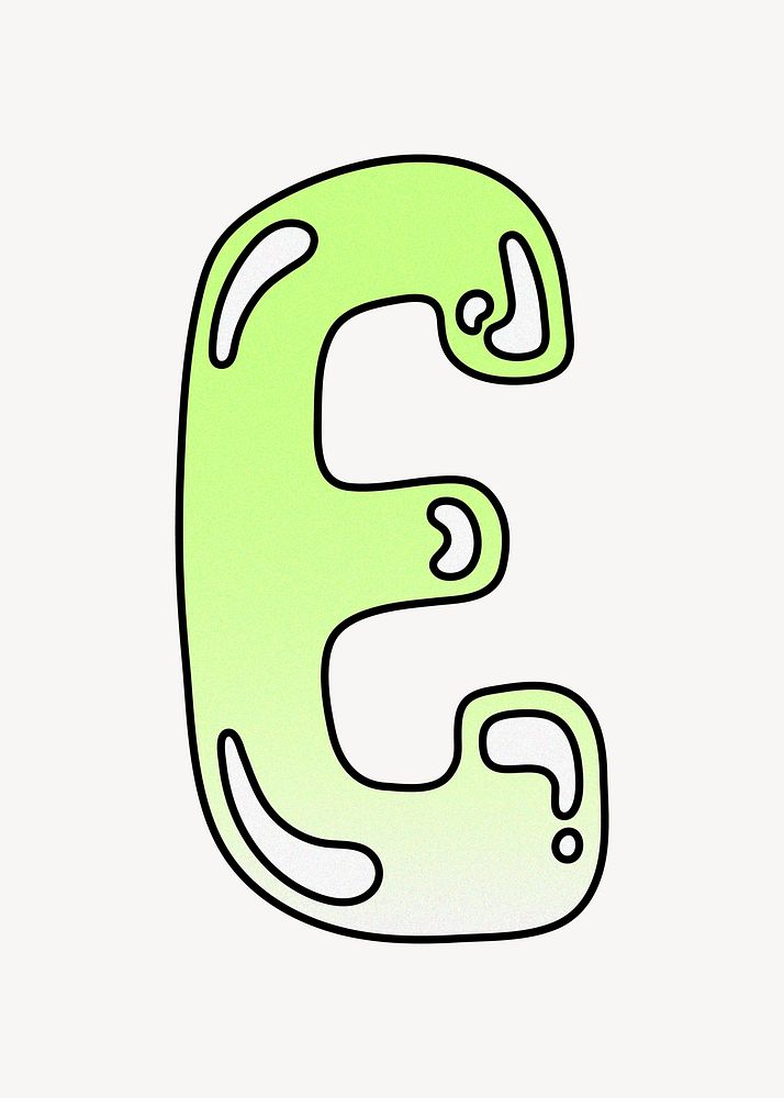 Letter E, cute funky lime green font illustration