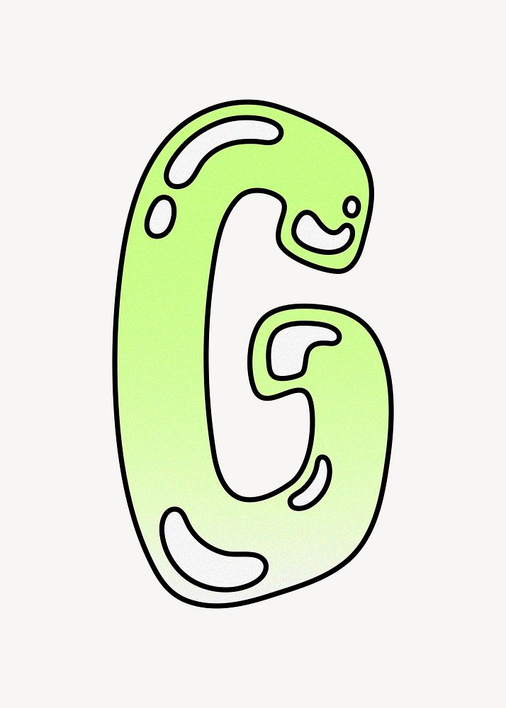 Letter G, cute funky lime green font illustration