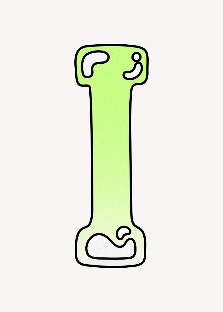 Letter I, cute funky lime green font illustration