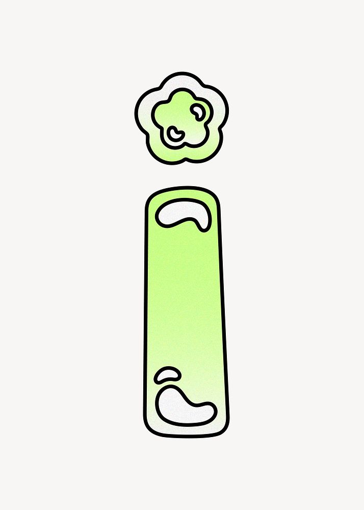 Letter I, cute funky lime green font illustration